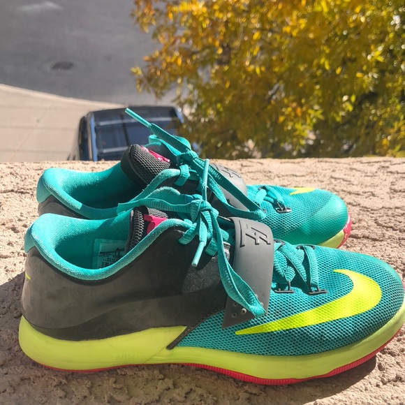 teal and yellow shoes